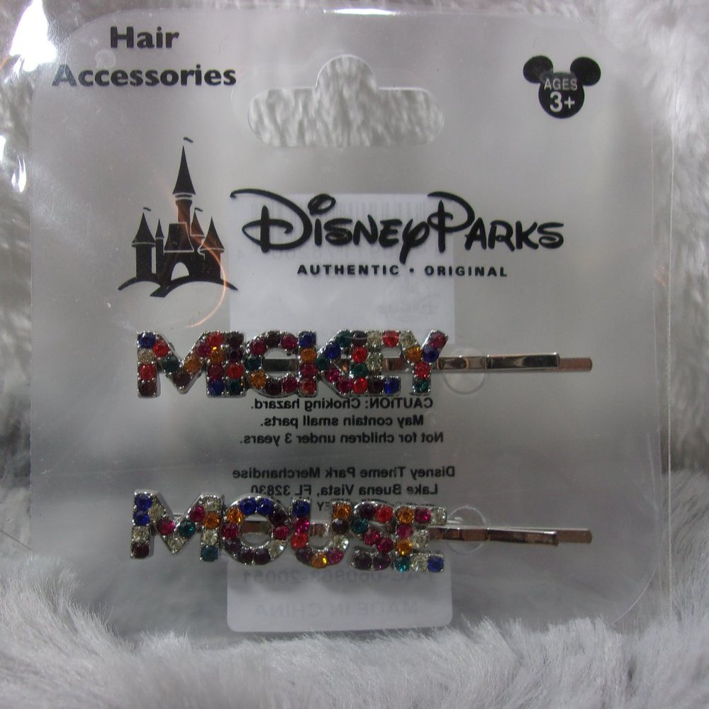 H-104 NEW IN PACKAGE A SET OF DISNEY PARKS MICKEY MOUSE GEM BOBBY PINS